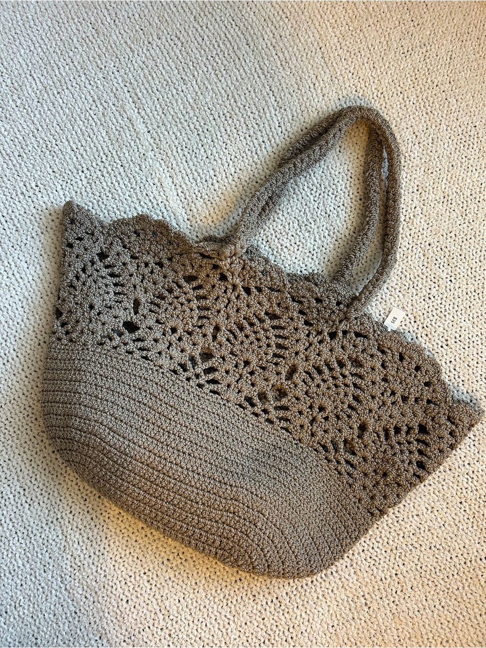 Crochet-Style Tote Bag in Taupe Brown 🧺
